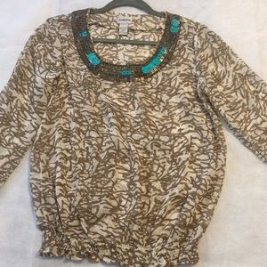 CHICO’S sequences and Turquoise blouse size 1
